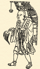 The Buddhist pilgrim to India – shown carrying back the scriptures to China