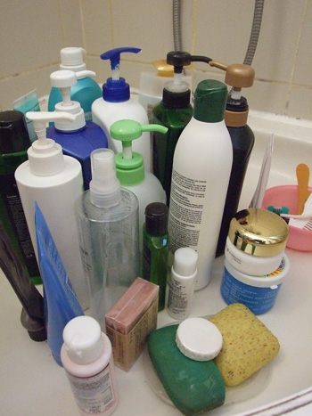 When bathing, be sure to rinse the soaps or chemical cleansers off thoroughly.