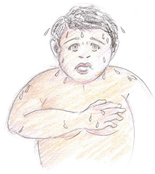 Sweating is always aggravated by stress; in TCM it is interpreted as deficient heart yang.